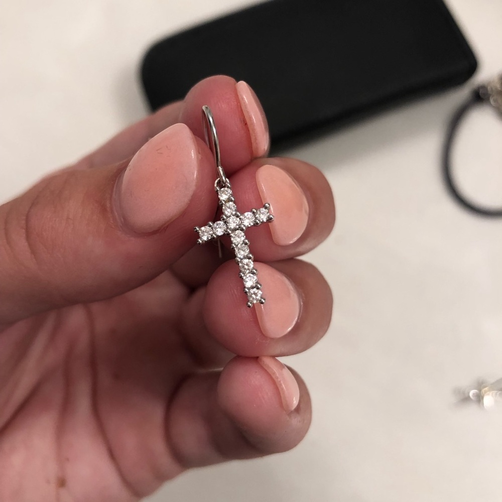 Real diamond cross earrings